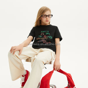 Conjunto de Roupas Personalizáveis para Meninas, Camiseta com Estampa de Letras e Calças, Conjunto Casual Preto e Branco em Duas Peças - Product Image 4