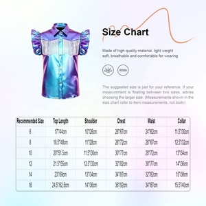 Camisa vaquera metálica para niñas con volantes en las mangas y garfio con flecos, tops para baile country, camisa de rodeo para niños, para actuaciones - Product Image 6