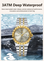 Montre à quartz pour homme POEDAGAR872, cadran de 41,5 mm, épaisseur du boîtier de 11 mm, verre Hardlex, étanche 3 ATM, bracelet en acier inoxydable