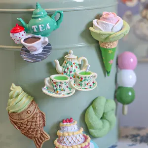 绿色风格创意冰箱贴冰淇淋鲷鱼因为茶壶冰箱贴纸家居装饰