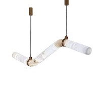 Lampe suspendue de restaurant, éclairage Zhongshan, lampe suspendue simple et moderne, lustre de luxe de designer, marbre espagnol, long lustre LED