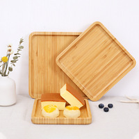 Plateau de service de nourriture de Restaurant personnalisé écologique assiettes en bois de thé de fruits plateau en bois de bambou d'hôtel de petit déjeuner