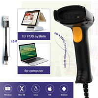 Lector de Código de Barras Portátil con Cable, Escáner de Código de Barras USB 1D/2D, Lector de Código QR