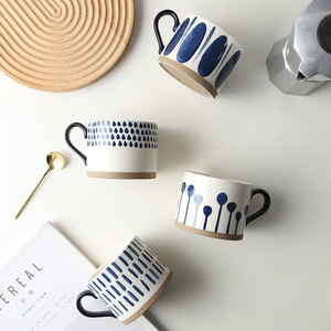 Nordic Porcelain Coffee Mug Ceramic <b>Cup</b> Blue Pattern Handle <b>Cup</b> for Home Office Gift - Product Image 1