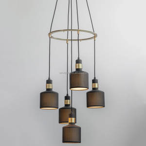 Abat-jour en métal bronze antique 3 lampes suspendues 5 lampes à <span class=keywords><strong>suspension</strong></span> en <span class=keywords><strong>grappe</strong></span> Style nordique maison hôtel salon lustre rétro - Product Image 1