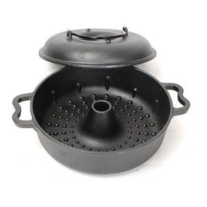 Olla <span class=keywords><strong>para</strong></span> Asar Batata y Castañas de Hierro Fundido Aislada y Sin Recubrimiento, 24cm 26cm, Vaporera, Sartén, Venta al Por Mayor del Fabricante - Product Image 5