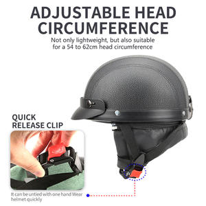 Casques de moto vintage demi-visage pour hommes et femmes, casques classiques Cascos De Moto, protège-oreilles d'hiver, <span class=keywords><strong>casque</strong></span> de moto demi-visage - Product Image 6