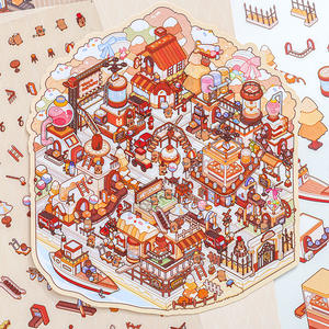 Estilo de dibujos animados 3D Casa apilada Cuaderno decorativo Pegatinas de juguete Diseño de paisaje en miniatura Paquete de 3 - Product Image 3