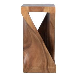 Tavolino Quadrato con Piedistallo Intrecciato, Piccolo Tavolo d'Appoggio per Bevande, Design in Legno Mungur Intagliato a Mano, Arredamento Casual per Soggiorno - Product Image 2