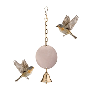 Jouet pour oiseaux en métal rond avec chaîne et clochette pour usage extérieur, design simple, accessoire durable pour animaux de compagnie - Product Image 1