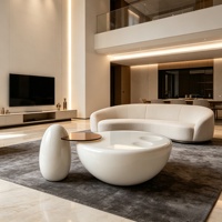 Table basse ovale moderne en fibre de verre avec plateau en surface solide pour salon, hôtel, ou zone de réception