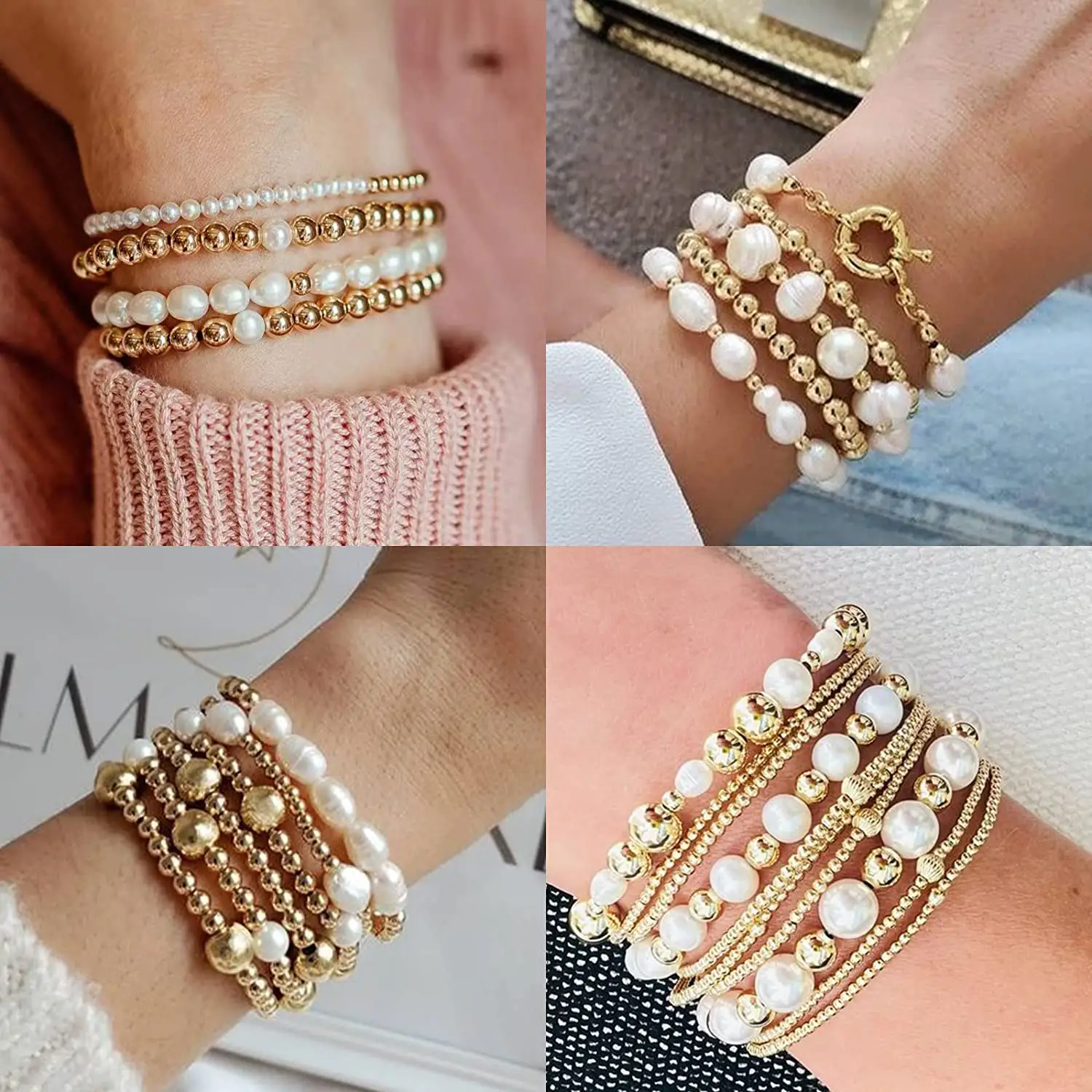 Acryl variiert Größe Perlen Perlen Set für Frauen DIY Armband Herstellung Kit mit 5 Arten von Metallic Spacer Perlen für die Schmuck herstellung