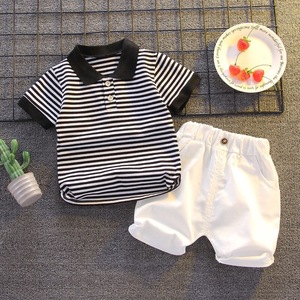 <span class=keywords><strong>Costume</strong></span> d'été pour garçon, nouvelle mode d'été, ensemble deux pièces à manches courtes rayé - Product Image 1