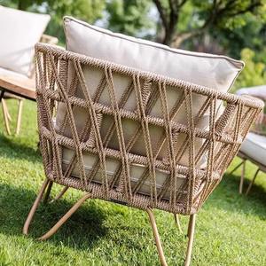 Conjunto de sofá de ratán para exteriores en forma de L con estructura de aluminio, muebles de jardín impermeables, estilo nórdico, conjunto de silla y mesa para patio. - Product Image 2