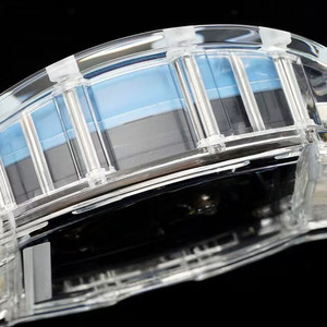 Montre mécanique pour homme, style élégant de designer classique, boîtier transparent en cristal bleu clair, aiguilles lumineuses, résistante à l'eau - Product Image 5