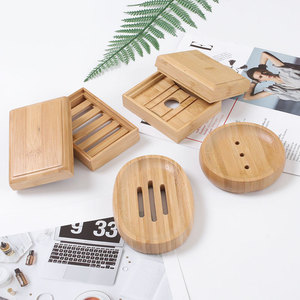 Wholesale High Quality Unique Square Round Bamboo <strong>Soap</strong> Dish <strong>Soap</strong> <strong>Holder</strong> with Drain for Bathroom - Product Image 2
