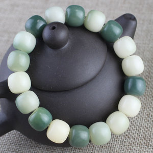 Gradient Green Barrel <b>Bead</b> <b>Bracelet</b> 10x11mm Unisex Jewelry Gift Fashion Beaded <b>Bracelet</b> - Product Image 3