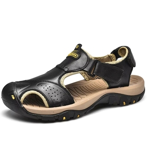 <span class=keywords><strong>Sandales</strong></span> d'extérieur en <span class=keywords><strong>cuir</strong></span> marron pour hommes, vente en gros d'usine - Chaussures décontractées à bout renforcé, fermeture auto-agrippante et <span class=keywords><strong>semelle</strong></span> épaisse antidérapante - Product Image 4