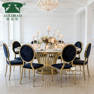 Chaise de mariage décorative or acier inoxydable métal meubles de salle à manger chaise d'hôtel moderne chaises de salle à manger de luxe - Product Image 5