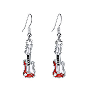 Collier pendentif guitare et tambour <span class=keywords><strong>en</strong></span> alliage d'argent de style vacances mignon accessoire d'instrument de musique - Product Image 1