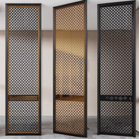 Paravent en acier inoxydable sur mesure, style rétro-contemporain, structure fine mobile, panneau métallique découpé au laser