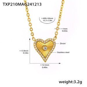 Conjunto de Collar con Colgante de Corazón de Acero Inoxidable 14K y Pulsera de Clip Impermeable, Accesorios de Joyería de Moda para Regalo - Product Image 3