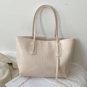 Sac à main en PU pour femme, style simple et classique, grande capacité, sac à bandoulière zippé pour femme, sac fourre-tout - Product Image 5