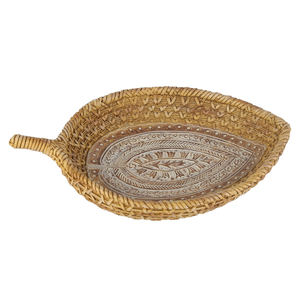 Résine imitation rotin tissé feuilles boîte de rangement plateau à café tasse de thé <span class=keywords><strong>tapis</strong></span> décoration - Product Image 3