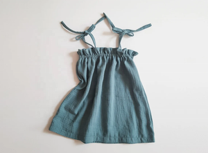 Vestito Estivo Personalizzato per Bambine in <span class=keywords><strong>Mussola</strong></span> 100% <span class=keywords><strong>Cotone</strong></span> con Bretelle e Volant sul Busto - Product Image 6