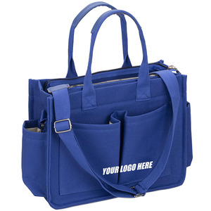 Sac fourre-tout en <span class=keywords><strong>toile</strong></span> Qetesh pour femme, personnalisable avec nom et logo, multi-poches, bandoulière réglable, sac à bandoulière pour ordinateur portable, pour le travail, la plage, la salle de sport - Product Image 3