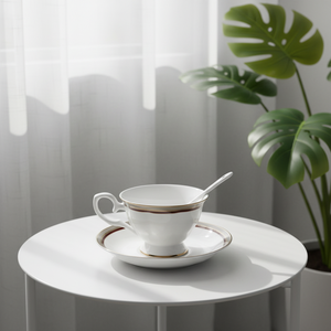 Service à thé é<span class=keywords><strong>l</strong></span>égant en porcelaine fine avec soucoupe, bordure <span class=keywords><strong>or</strong></span> et rouge, écologique, durable, portable, marque HIHUI, vaisselle d'hôtel - Product Image 1