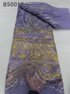 Chocoo Chất lượng cao phi đính cườm ren vải với Jacquard màu xanh lá cây long lanh sequin thêu ren vải cho phụ nữ - Product Image 2