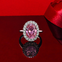 Luxe 3 carats rose Pigeon oeuf diamant bague de fiançailles romantique en argent Sterling saphir principal pour la fête de cadeau de mariage pour les femmes