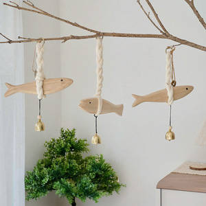 Solid Wood Fish Shaped <b>Bell</b> Pendant Handmade Wooden Decor For Living Room Bedroom Wall Hanging Home Decoration - Product Image 4