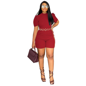 <span class=keywords><strong>Abbigliamento</strong></span> Femminile alla Moda, Tuta Intera Casual a Maniche Corte con Collo Tondo, Vestibilità Ampia, Lavorazione a Maglia, Tinta Unita - Product Image 4