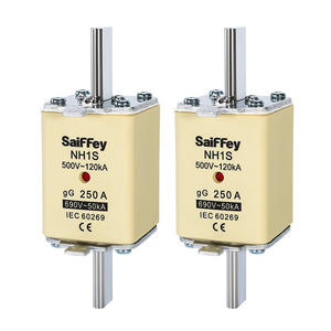 Saiffey NH1S <span class=keywords><strong>gG</strong></span> 250A HRC <span class=keywords><strong>Fusible</strong></span> Lien <span class=keywords><strong>Fusible</strong></span> Céramique Lien avec Double Indicateur - Product Image 1