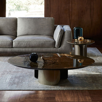 Table basse ronde en marbre, style moderne et luxueux, ensemble de tables à thé pour salon, décoration intérieure, meubles en acier inoxydable