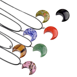 Collana con Ciondolo a Luna in Quarzo Rosa e Ametista, Artigianato in Cristallo, <span class=keywords><strong>Pietra</strong></span> Curativa, Gioiello di Tendenza, Souvenir alla Moda - Product Image 5