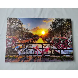 Пользовательское изображение со скидкой, 3 дня, готовый Цветочный городской пейзаж, светодиодная настенная живопись с подсветкой, Настенная печать с музыкальным чипом