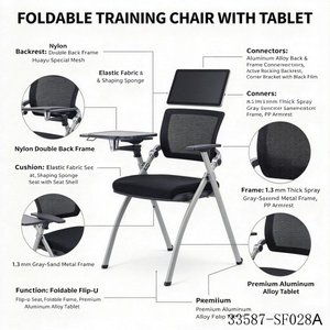 <b>Black</b> Mesh Training <b>Chair</b> with Writing Tablet and Armrest Steel Legs School <b>Office</b> <b>Chair</b> 33587-SF028A - Product Image 4
