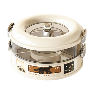 <b>Rotating</b> Dry Fruit Tray With Lid Round Multi Compartment Storage Box For Home Party Use - Product Image 2