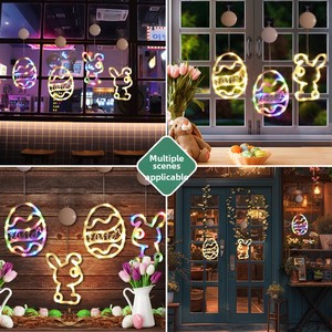Lumière LED suspendue en forme <span class=keywords><strong>de</strong></span> <span class=keywords><strong>lapin</strong></span> avec ventouse, décoration <span class=keywords><strong>de</strong></span> fête <span class=keywords><strong>de</strong></span> Pâques pour enfants, vente chaude, décoration <span class=keywords><strong>de</strong></span> fenêtre intérieure - Product Image 5
