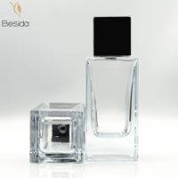 Vente en gros bouteille de parfum en verre vide de luxe de 100ml avec bouchon pulvérisateur carré rond et rectangle recharge
