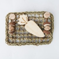 Jouets à mâcher et à grigner pour lapins, chinchillas, cochons d'Inde et perroquets, en tapis de jonc de mer et en forme de carotte, citrouille, banane, pour la dentition et le nettoyage des dents