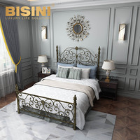 Lit double king size en fonte de cuivre classique, style européen simple et luxueux, style archaïque, meubles de chambre à coucher en métal