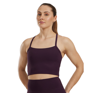Soutien-gorge de sport léger en soie/coton imprimé aux couleurs vives avec dos croisé - Product Image 1