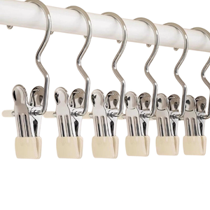 Percha de Acero Inoxidable con Pinzas para Ropa, Gancho Antideslizante para Prendas, Organizador Multifuncional para Armario y Baño - Product Image 1