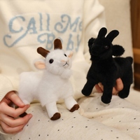Porte-clés réaliste en peluche de chèvre, mini pendentif de sac en peluche de mouton noir et blanc avec fermoir métallique pour la décoration de sac à dos