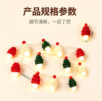 Mini-lumières de Noël tricotées en forme de bonnet, guirlandes lumineuses LED blanc chaud à piles avec pompons, petites housses de bonnet en tricot