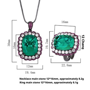 Factory Wholesale Eco-friendly Copper 12*16mm Emerald Green Cubic Zirconia Vintage Black Gold Wedding Bridal Jewelry Set - Product Image 3